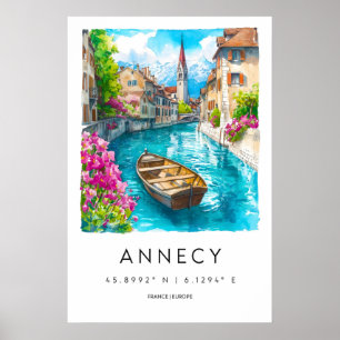 Annecy Watercolor Park Poster National Travel