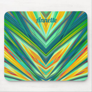 ANNETTE ~ Green Yellow Red Orange Fractal Pattern Mouse Mat