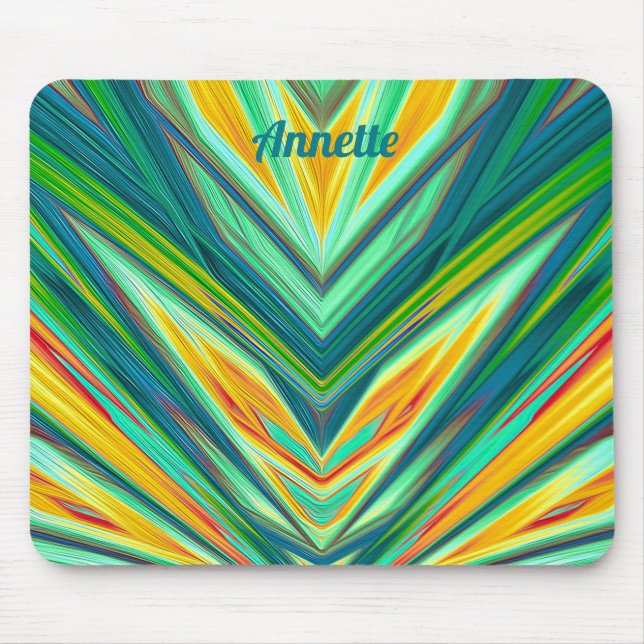 ANNETTE ~ Green Yellow Red Orange Fractal Pattern Mouse Mat (Front)