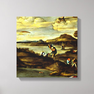 Annibale Carracci - Fishing, Before 1596 Art Canvas Print