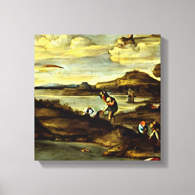 Annibale Carracci - Fishing, Before 1596 Art Canvas Print (Front)