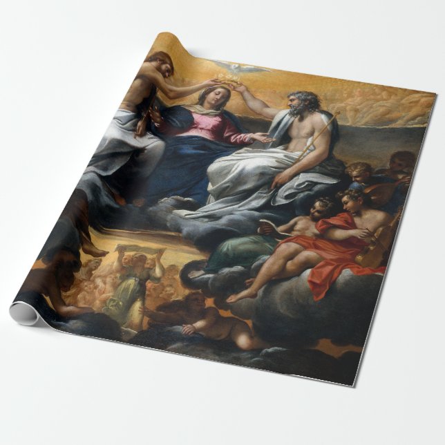 Annibale Carracci The Coronation of the Virgin Wrapping Paper (Unrolled)