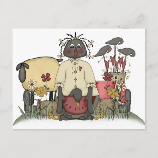 Annie Doll Sheep & Crows Postcard