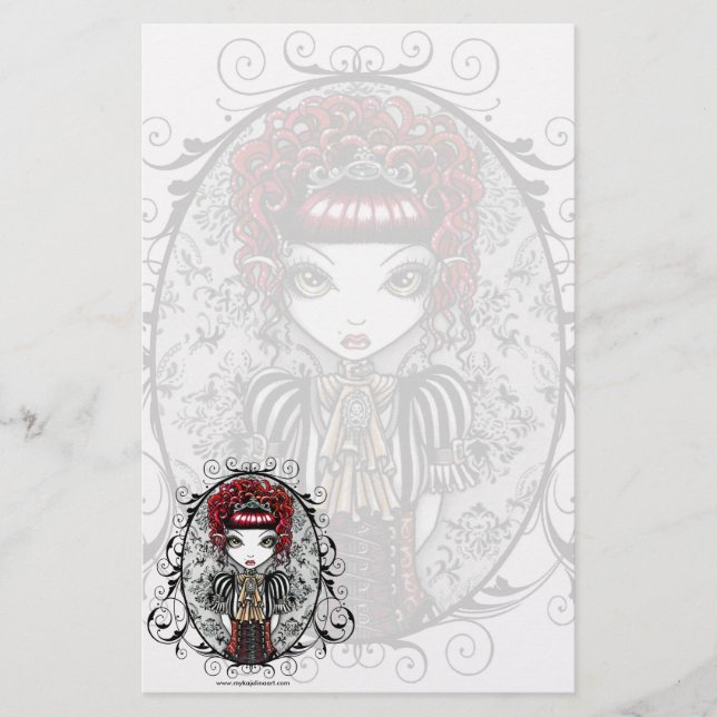 "Annie" Gothic Victorian Couture Fairy Stationery (Front)