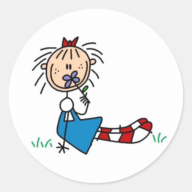 Annie Lying In Grass With Flower Sticker (Front)