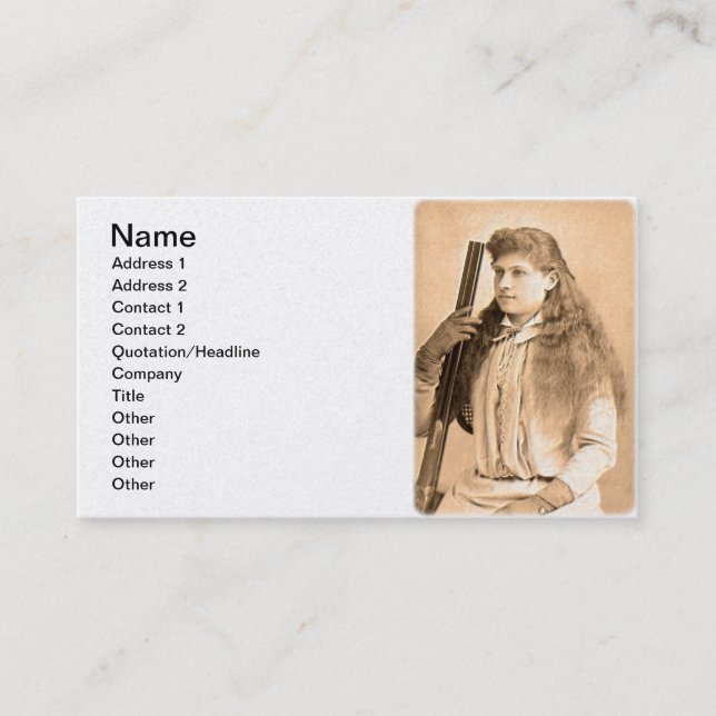 Annie Oakley Portrait Business Card (Front)