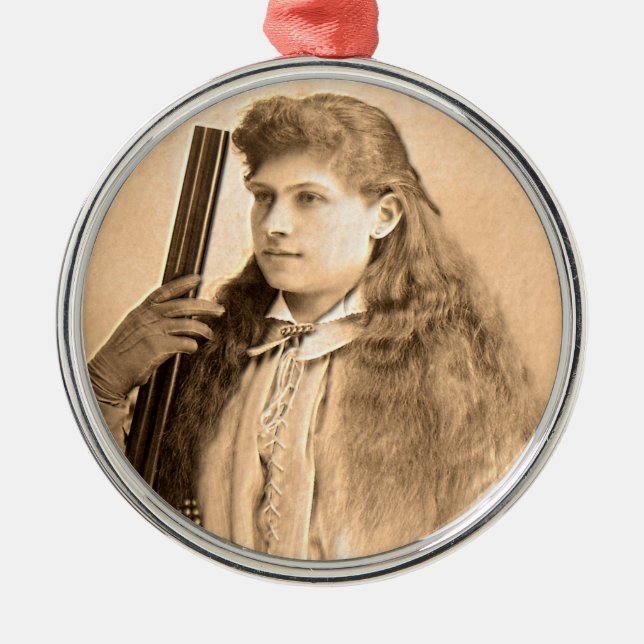Annie Oakley Portrait Metal Tree Decoration (Front)