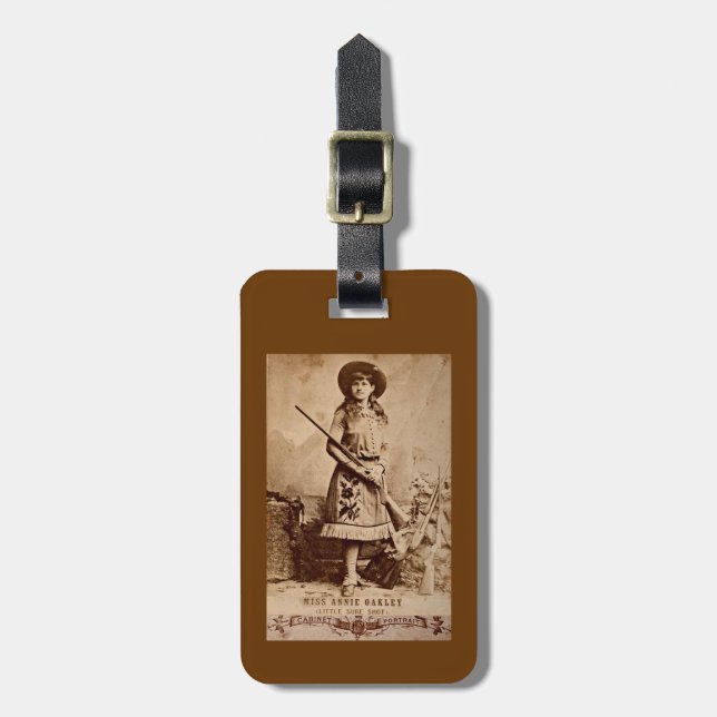 Annie Oakley Sepia Luggage Tag (Front Vertical)