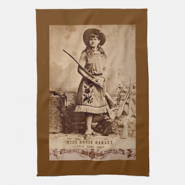 Annie Oakley Sepia Tea Towel (Vertical)