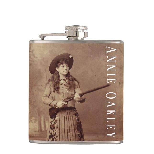Annie Oakley Sharpshooter  Vinyl Wrapped Flask (Front)
