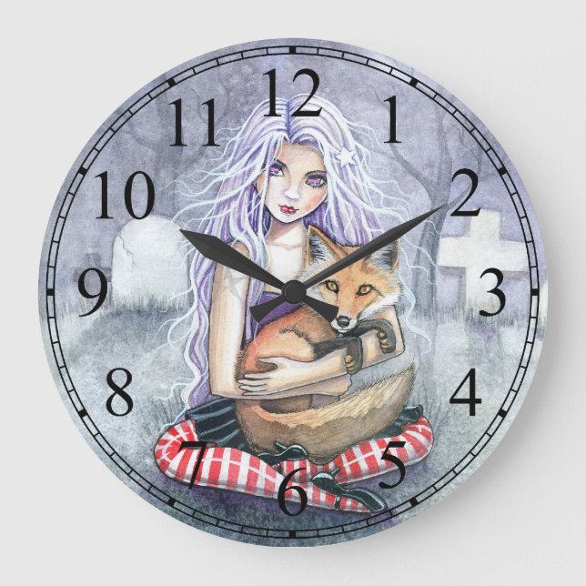 Annie's Fox Fairytale Fantasy Gothic Art Clock (Front)