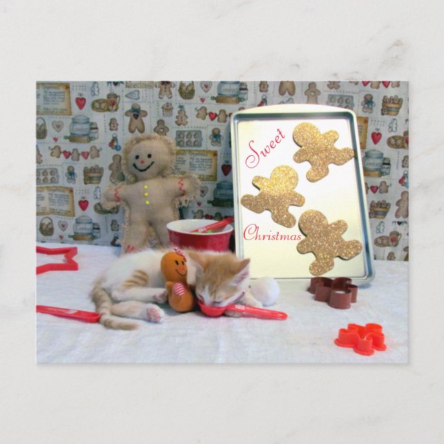 Annie's Gingerbread - Cat / Kitten Christmas Holiday Postcard (Front)