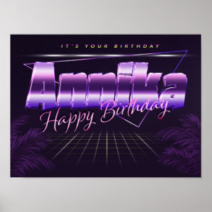 Annika Name Vorname lila retro Poster Geburtstag
