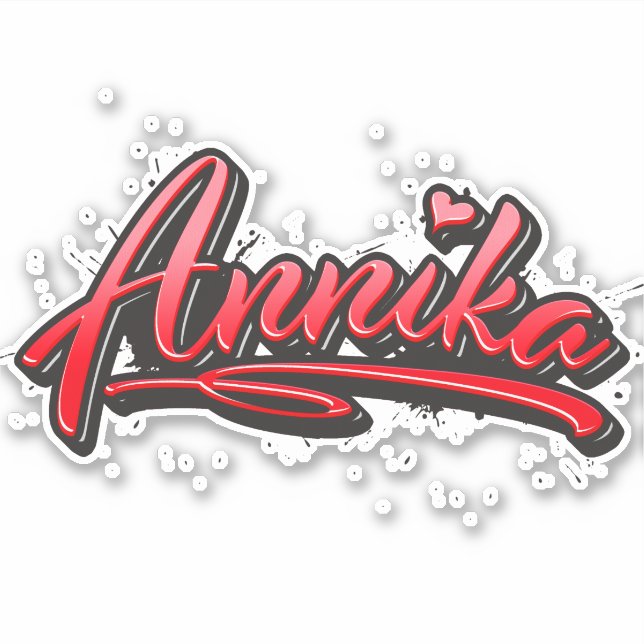 Annika red Heart Graffiti Sticker (Front)