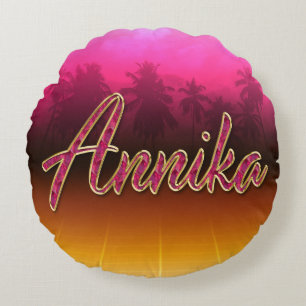 Annika Vorname Name golden pink Kissen Round Cushion