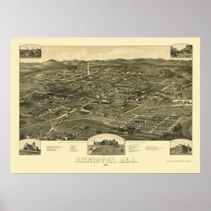 Anniston, AL Panoramic Map - 1887 Poster