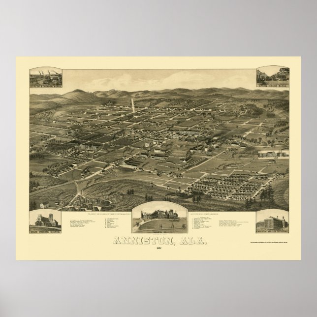 Anniston, AL Panoramic Map - 1887 Poster (Front)