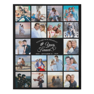 Anniversary 18 Photo Collage YEARS INTO FOREVER Faux Canvas Print