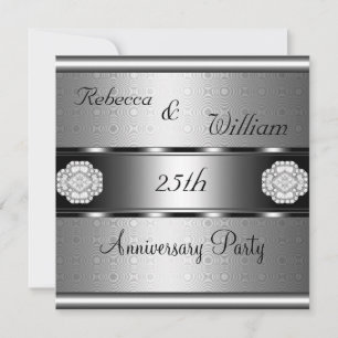 Anniversary 25th Elegant Roll Silver Party Invitation