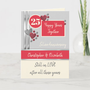 Anniversary 25th Silver 25 years red cream Card