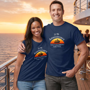 Anniversary 25th Wedding Cruise Blue Personalise T-Shirt