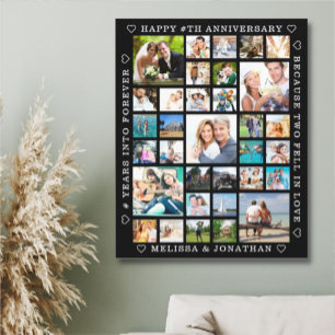 Anniversary 33 Photo Collage Custom Personalised Canvas Print