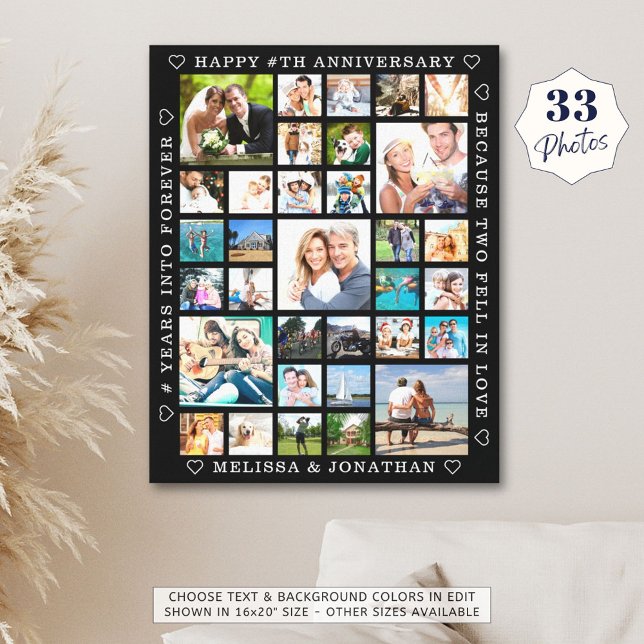 Anniversary 33 Photo Collage Custom Personalized Canvas Print (Creator Uploaded)