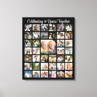 Anniversary 39 Photo Collage Personalised Black