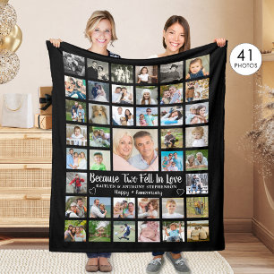 Anniversary 41 Photo Collage Custom Text and Colou Fleece Blanket