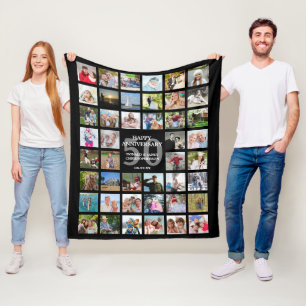 Anniversary 44 Photo Collage Any Year Personalised Fleece Blanket