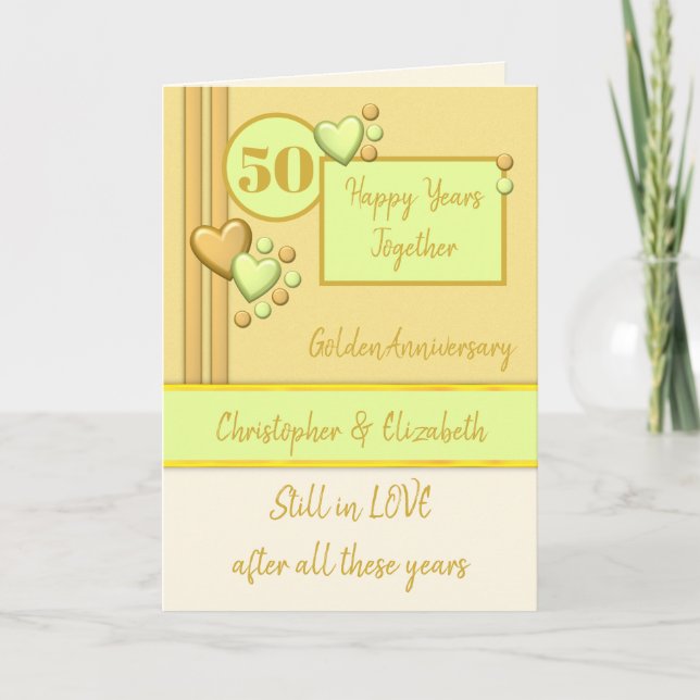 Anniversary 50th Golden 50 years green cream Card (Front)