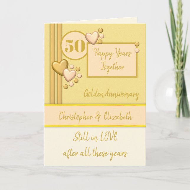 Anniversary 50th Golden 50 years peach cream Card (Front)