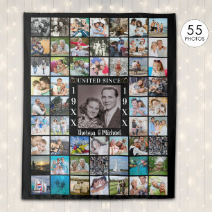 Anniversary 55 Photo Collage Memories Backdrop Tapestry