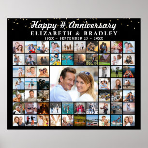 Anniversary 59 Photo Collage Confetti Personalised Poster