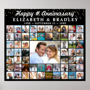 Anniversary 59 Photo Collage Confetti Personalised Poster