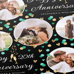 Anniversary 5 Photo Collage Green Black Faux Gold Wrapping Paper<br><div class="desc">Make your anniversary gift extra special with this unique wrapping paper, ready for you to personalize with five of your favorite photos, the wedding anniversary year and couple's names. This fun and stylish design features confetti hearts and Champagne glasses and comes in emerald green and white, with faux gold elements...</div>