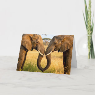 Anniversary African Elephants In Savannah Grass Card