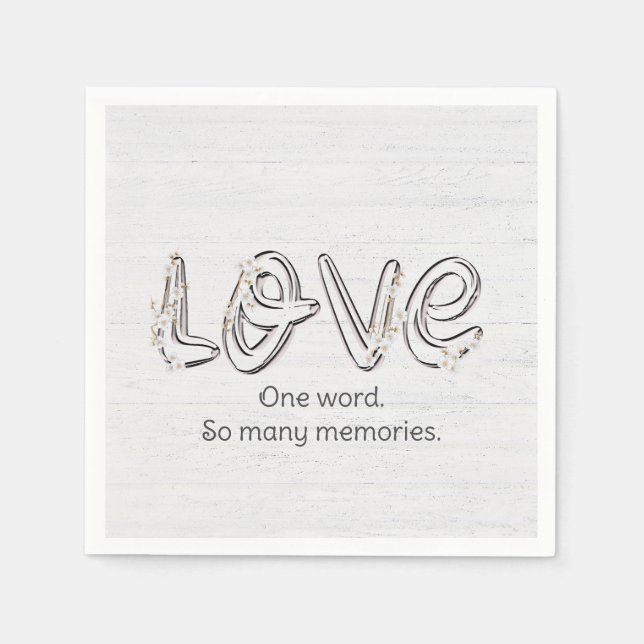 Anniversary Almond Blossom Love Text Napkin (Front)