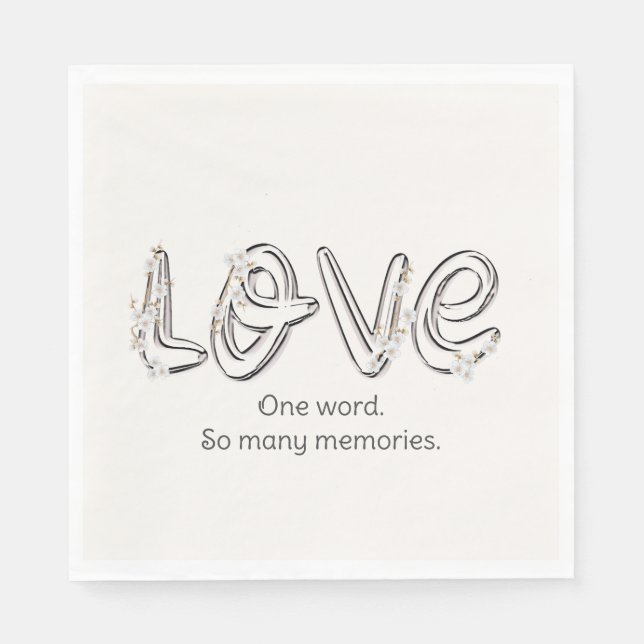 Anniversary Almond Blossom Love Text Napkin (Front)