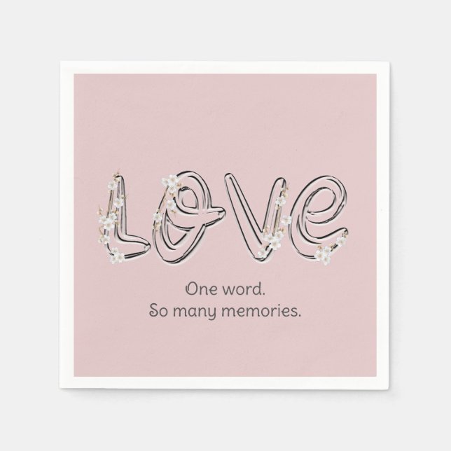 Anniversary Almond Blossom Love Text Napkin (Front)