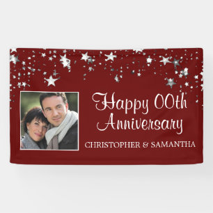 Anniversary   ANY Year   Burgundy Photo Banner
