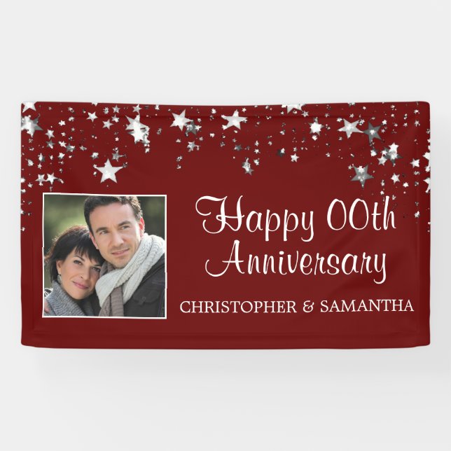 Anniversary | ANY Year | Burgundy Photo Banner (Horizontal)