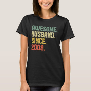 Anniversary Awesome Husband Since 2008 Retro T-Shirt