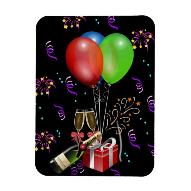 Anniversary Balloons Bottle Bucket Celebration Magnet (Vertical)