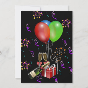 Anniversary Balloons Bottle Bucket Celebration Thank You Card