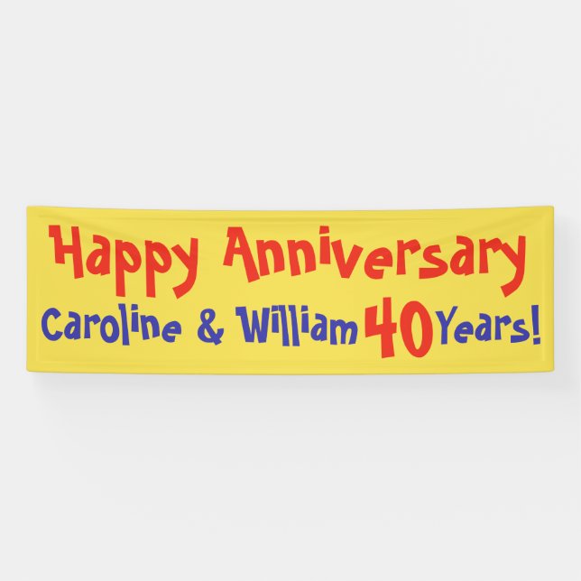 Anniversary Banner with Names and Years Married (Horizontal)