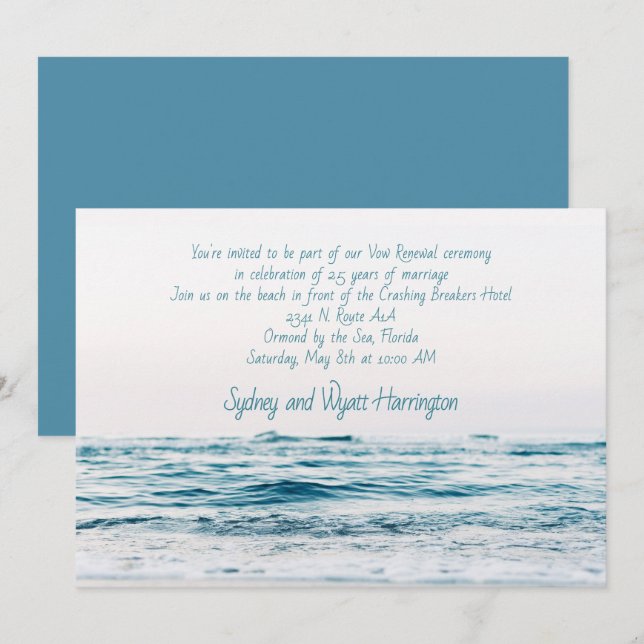 Anniversary Beach Ceremony Ocean Water Invitation (Front/Back)