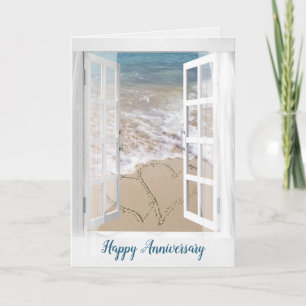 Anniversary Beach Hearts Card