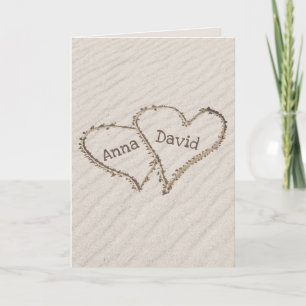 Anniversary Beach Hearts with Names Card