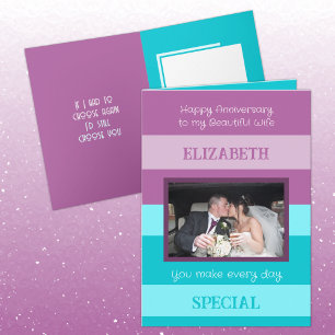 Anniversary beautiful wife purple blue photo card